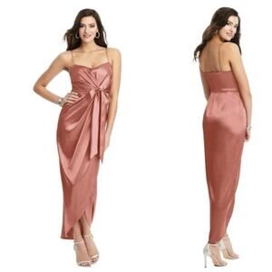 AFTER SIX 6828 Desert Rose Stretch Charmeuse Draped Midi Dress Size 8R NWT